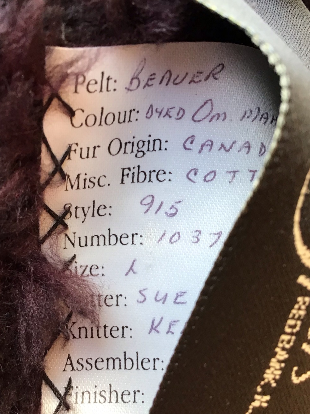 Vintage Paula Lishman Beaver Pelt Knit Fur Handmade in Canada - Picture 7 of 7